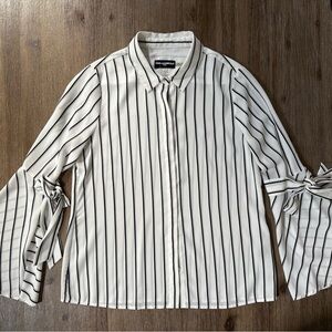 Karl Lagerfeld Striped Blouse with Tie Sleeves